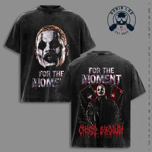 Chris.Brown – For The Moment Ver.2 Vintage Washed T-Shirt, Dark R&B Artist Graphic Tee, Gothic Concert Aesthetic Oversized Heavyweight Cotton Streetwear