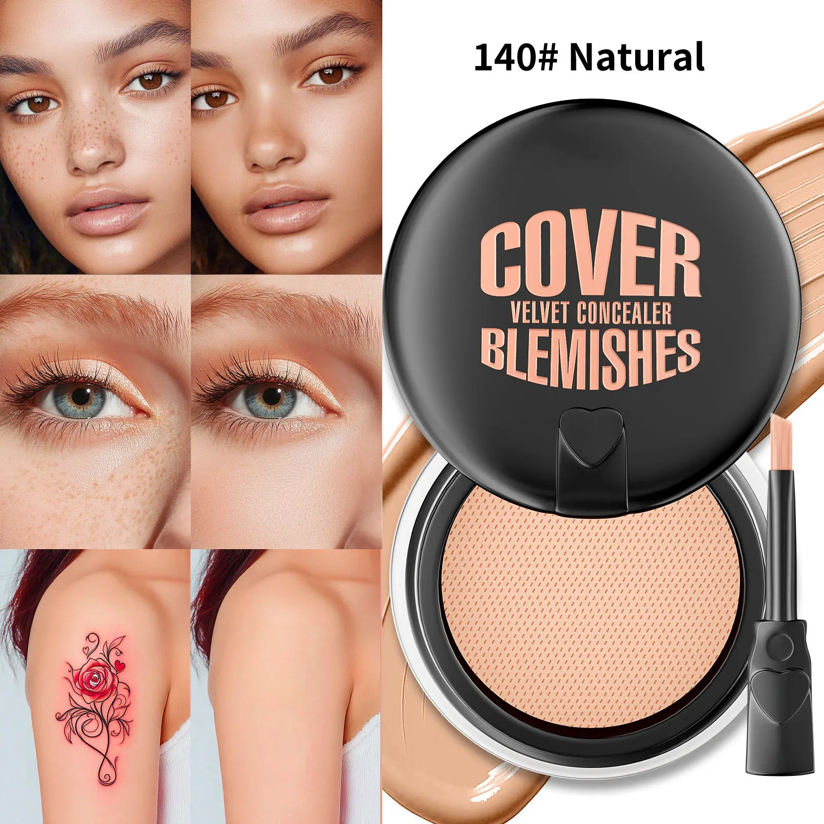 3-Color Air Cushion Tattoo Concealer, Long-Lasting Cover  Waterproof Full Coverage for Scars, Acne, and Dark Circles