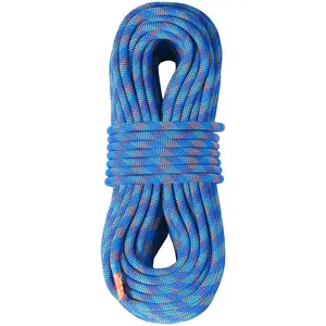 10.2mm Dynamic Climbing Rope, 50m (164ft) Length, Outdoor Rock Climbing Rope with 25kN Breaking Strength, Fiber Core with Steel Snap Hooks for Escape, Rappelling, Fire Rescue, Mountaineering, Canyoneering, Blue