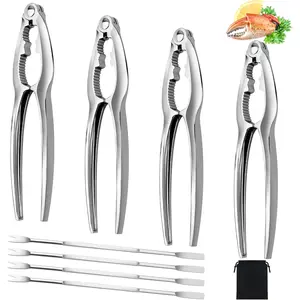8 Pcs Crab Crackers and Tools Set, Lobster Crackers and Picks, Crab Leg Cracker Tool, 4 pcs Nut Crackers, 4 pcs Crab Leg Forks with Storage Bag, Seafood Tools Set for Eating