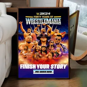 WWE 2K24 40 Years Of WrestleMania Official Poster - WWE 2024 Poster Decor Artwork Decoration Ornaments Artistic Wall Photo Room