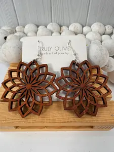 Natural Wood Mandala Earrings