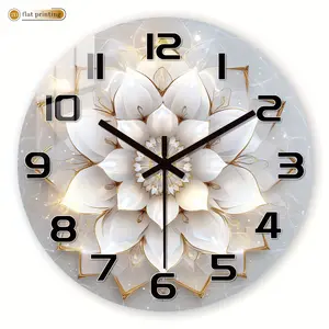 Acrylic Wall Clock, Bohemian Floral Theme, Silent Mechanism, Decor, Battery Powered, Ideal for Living Room, Study, Dining Room
