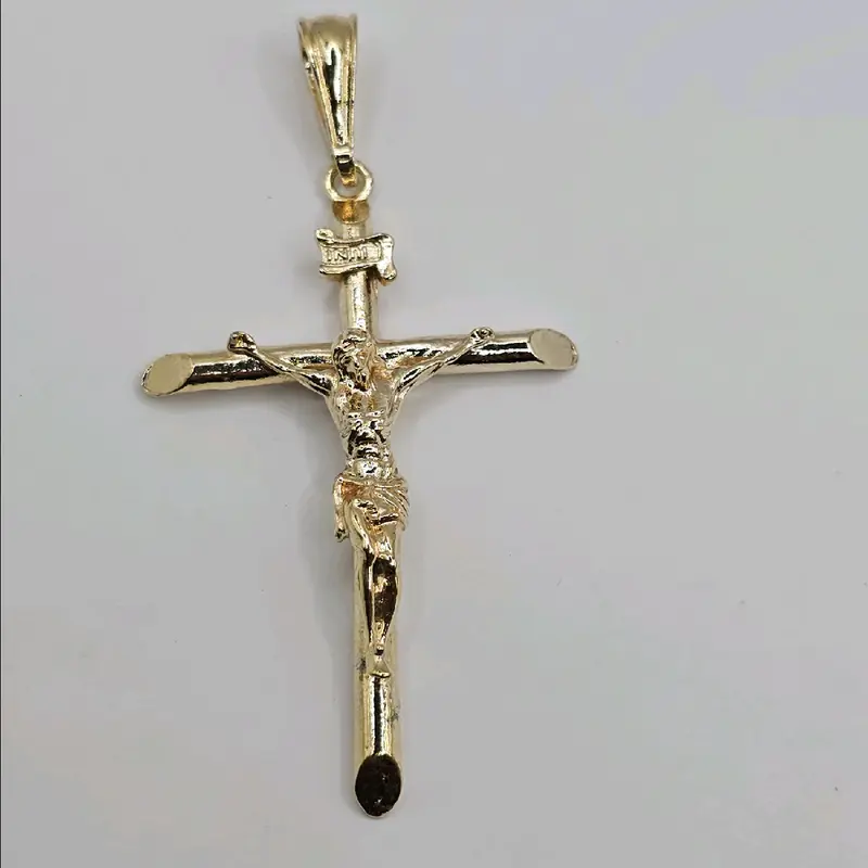CHRIST ON THE CROSS big pendant only Gold-plated