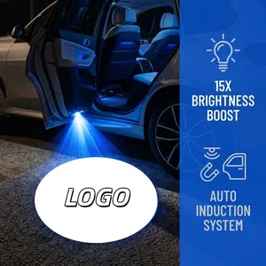 2PCS Universal Wireless Car Door LED Logo Projector Upgraded Welcome Light No-Drill Installation Fit for All Cars & Motorcycles