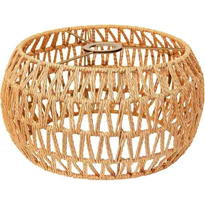 Boho Rattan Woven Lamp Shades for Hanging Floor Lamps Pendant Ceiling Lights Table Lamps and Plug in Pendant Lights