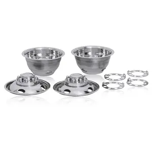 16" Polished Stainless Steel Dually Wheel Simulators,4pcs Durable Bolt On 8 Lug 4 Hand Hole Wheel Cover Hubcaps