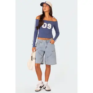 Jacqui Low Rise Denim Bermuda Shorts