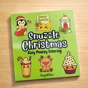 SnuzzleTime Snuzzle Christmas Easy Peazzy Coloring Book 40+ Cute Holiday Pages Kawaii Style Simple Designs for Stress Relief & Relaxation