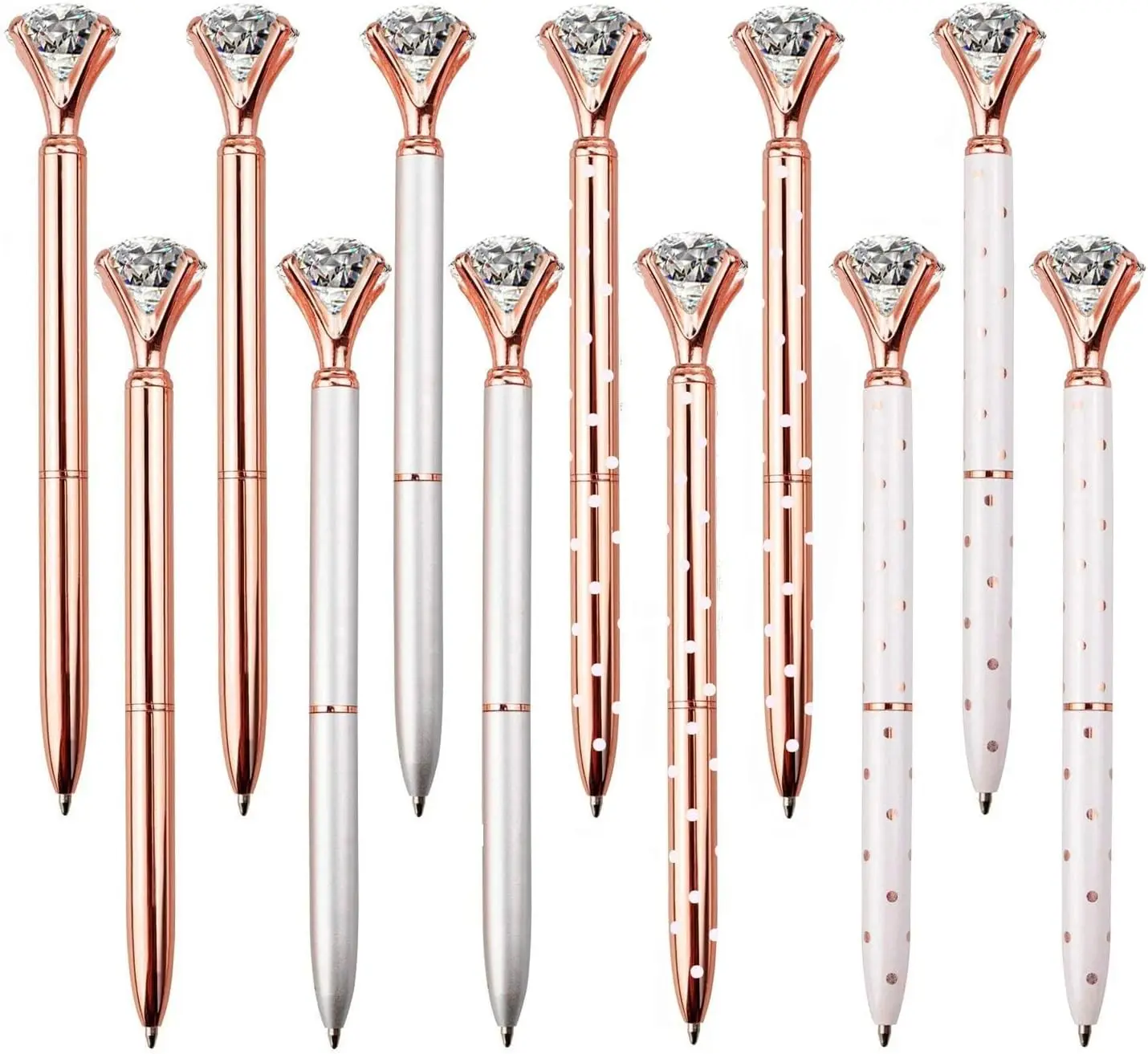 Set of 12 Diamond Pens – Elegant Crystal Topped Writing Instruments for Gifting, Office, and Special Occasions
