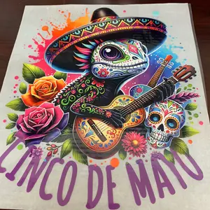 1 Dtf transfer Cinco de Mayo lizard with guitar Ready to Heat Press transfer film