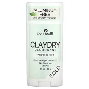 Zion Health Bold, ClayDry Deodorant, Fragrance Free, 2.8 oz (80 g)