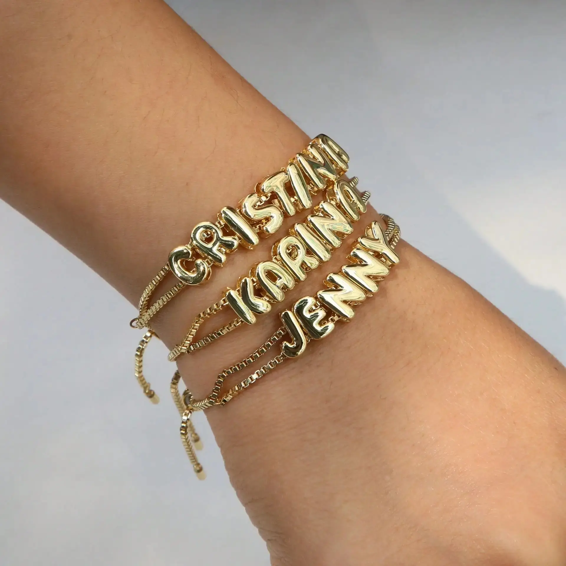 Customize Name Bracelet Mini Bubble Letter Bracelet Personalized Adjustable Bracelet beach boho jewelry