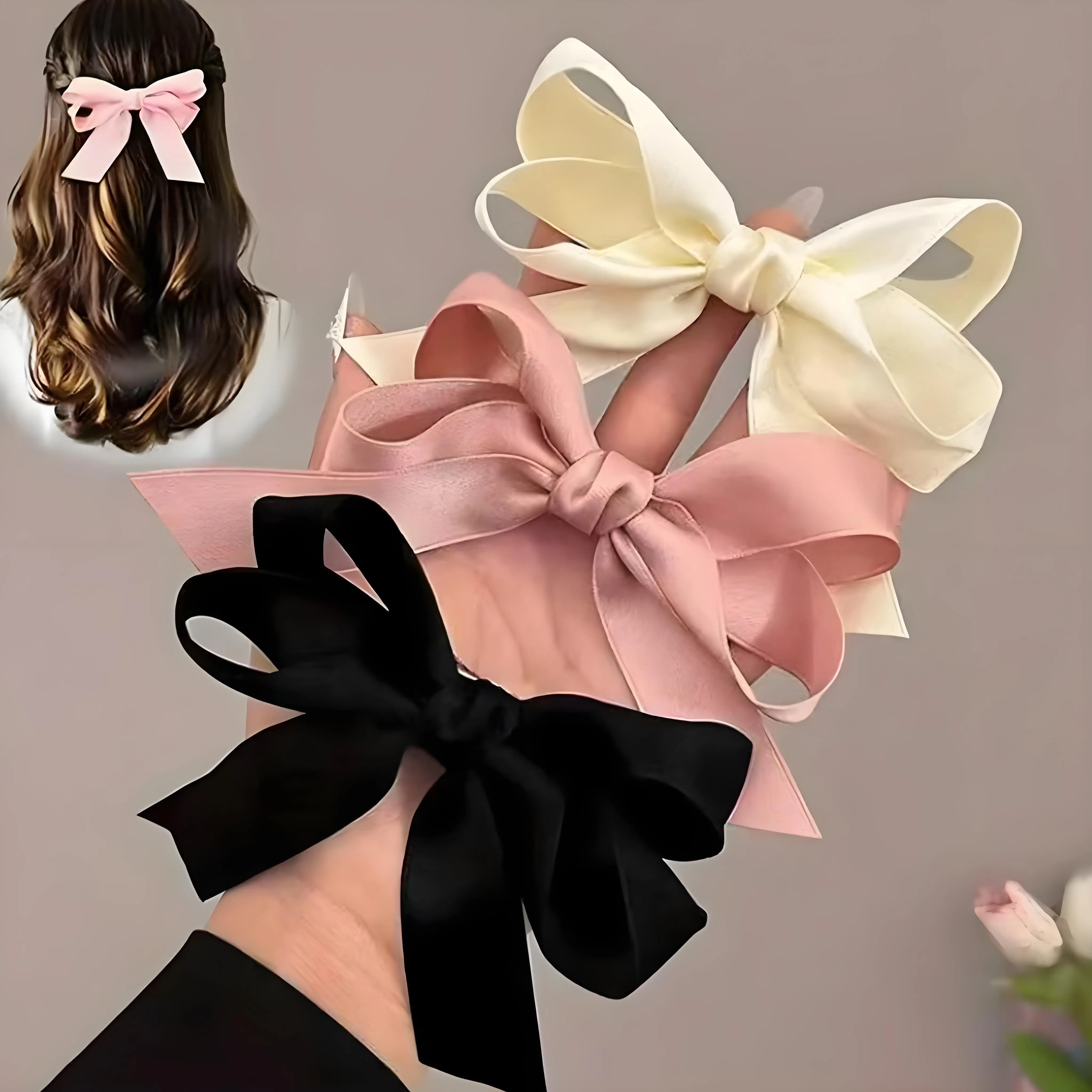 Women's Elegant Bowknot Design Hair Clips, Cute Trendy Tiered Layered Design Hair Clips, Fashionable Hair Accessories for Women & Girls for Hairstyle Decoration Super Cute Clips, Pretty Bow, Bows for Hair，butterfly clip
