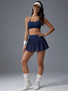 Women's Solid Color Sports Skort, Sporty Built-in Shorts Skort for Outdoor Tennis Running, Ladies Sportswear for Indoor Outdoor Wear