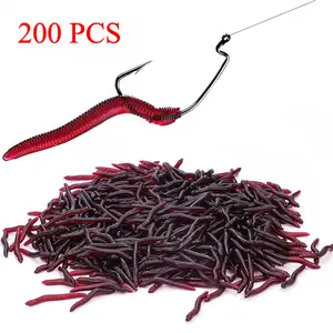 200 pieces of high-quality realistic red eel bait-fragrance artificial fishing lure suitable for fresh water and salt water fishing, durable thermoplastic rubber material, natural appearance and high quality bait