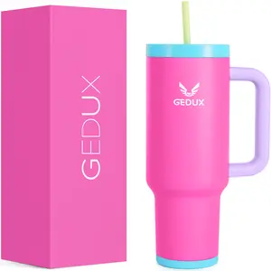 GEDUX 40oz Tumbler with Handle - Stainless Steel, 2-in-1 Leak Proof Lid, Non-Slip Silicone, Cupholder Friendly, Drinkware Containers Mug