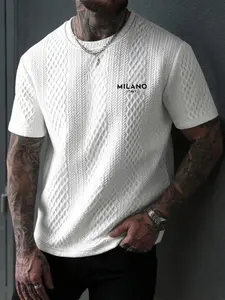 Men's Summer Casual Knit Textured T-Shirt, Simple Solid Color Short Sleeve, Perfect Gift for Outdoor Play Running Fitness
