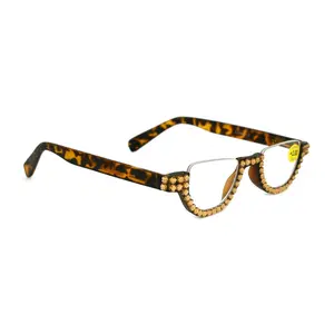 Half Moon, (Bling) Woman Reading Glasses W (Light Colorado) Genuine European Crystals  Reader Magnifying, +1.25..+4  NY Fifth Avenue