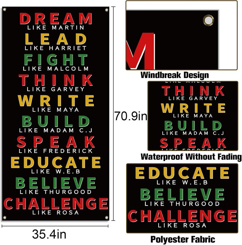 36x72in Black History Month Door Cover African American Festival Party Juneteenth Classroom Door Banner for Home Porch Decoration