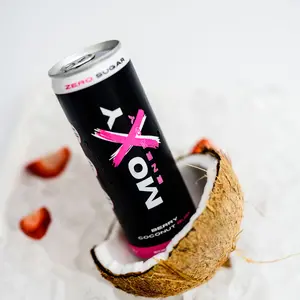 Moxy Energy Berry Coconut Rush Case - 12 Pack Zero Sugar Energy Drinks with Natural Caffeine & Lion's Mane Mushrooms No Crash Clean Ingredients Beverage