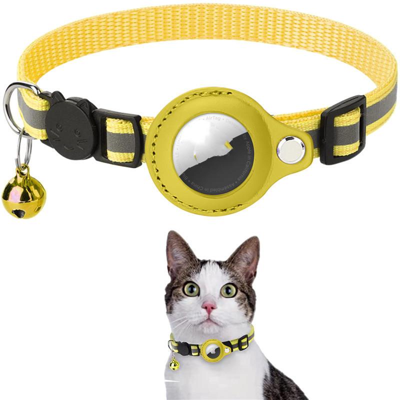 AirTag Cat Collar with Bell, Reflective Anti-Lost Adjustable Tracker Collar for Cats, Compatible with Apple Find My