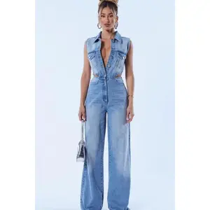 Baylin Denim Jumpsuit - Light Wash D