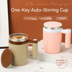 Automatic Self Stirring Mug 12oz Waterproof Stainless Steel Travel Mug Rechargeable Electric Mixer for Coffee Tea Gift for Him Self Stirring Coffee Mug Professional Blender USB Rechargeable Tumbler Cup Brown