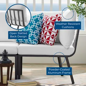 Modway Riverside Outdoor Patio Aluminum Corner Chair in Gray White