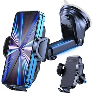 Phone Holder Dashboard Windscreen Vent Clip Handsfree Mobile Mount Stand Cradle for 16 15 Pro Max 14 13 12  Phones (Black)