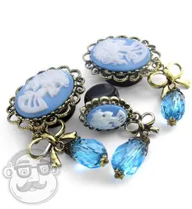 Blue Skeleton Goddess Dangle Plugs