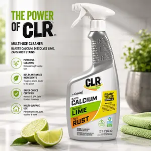 CLR Brands® Lime & Rust Remover, Blasts Calcium, Dissolves Lime, Zaps Stubborn Rust Stains and Hard Water, 22 Ounce Spray Bottle (Pack of 1)
