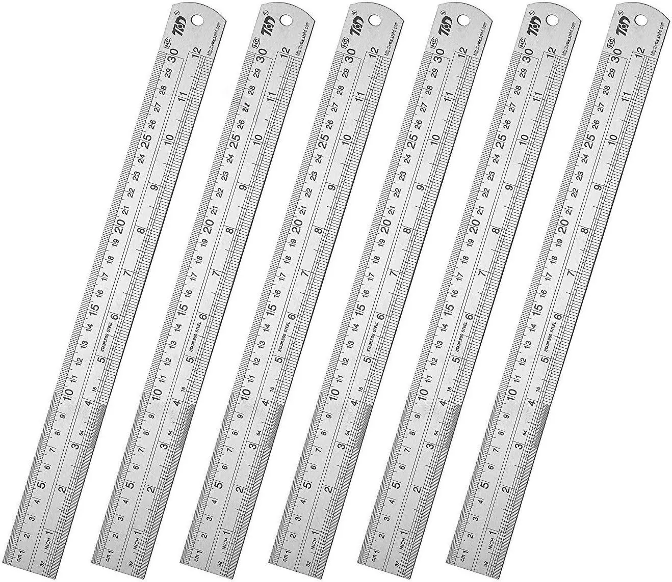 Classic Ruler 12 Inch Stainless Steel Ruler High Quality Straight Edge Metal Rulers for Measuring Tool 6 Pack Set