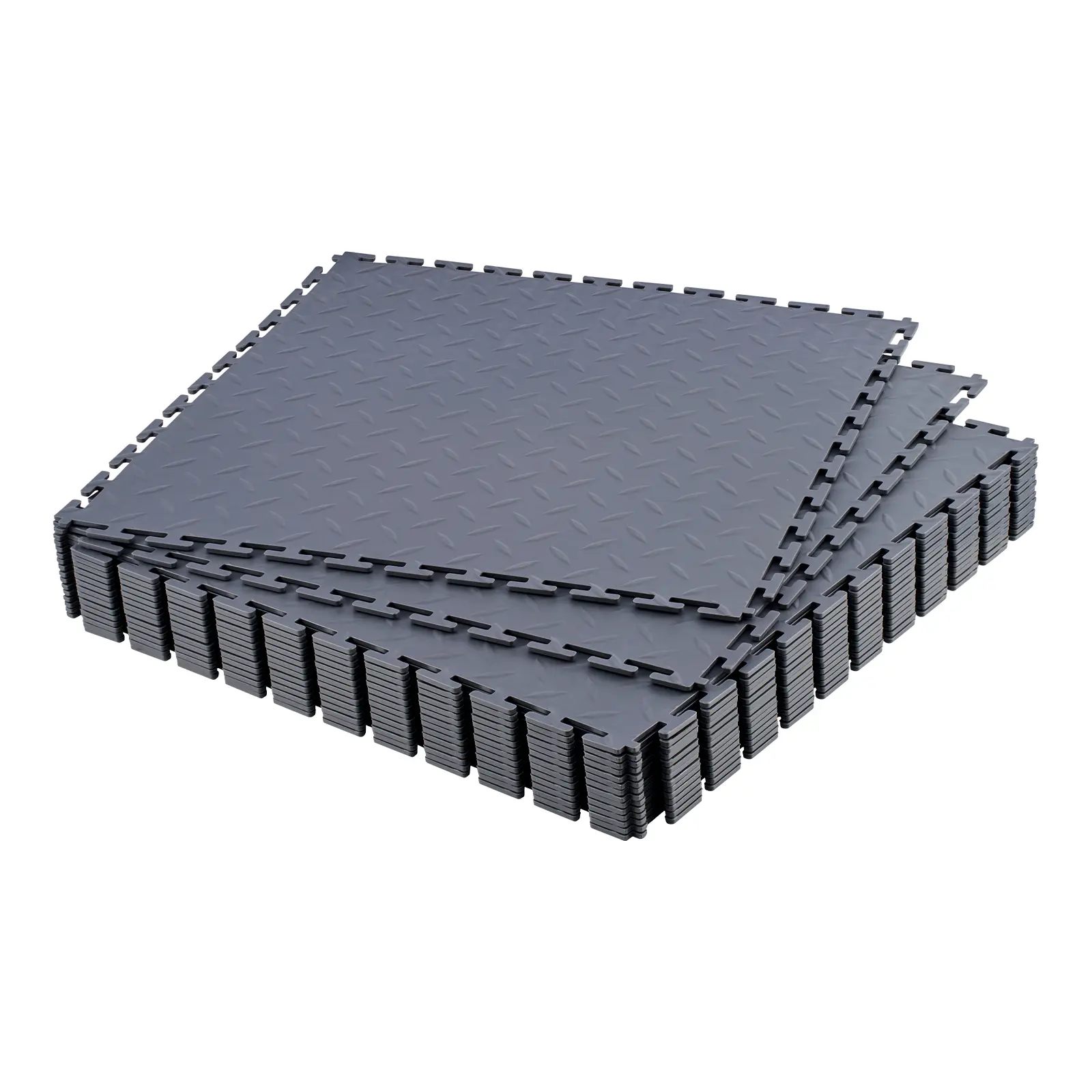 【DealsForYouDays】VEVOR Interlocking Garage Floor Tiles 16-Pack, 20.2x20.2x0.2in Diamond Plate Slip-Resistant PVC Modular Mats, Graphite Gray for Workshop & Warehouse, Durable PVC Material