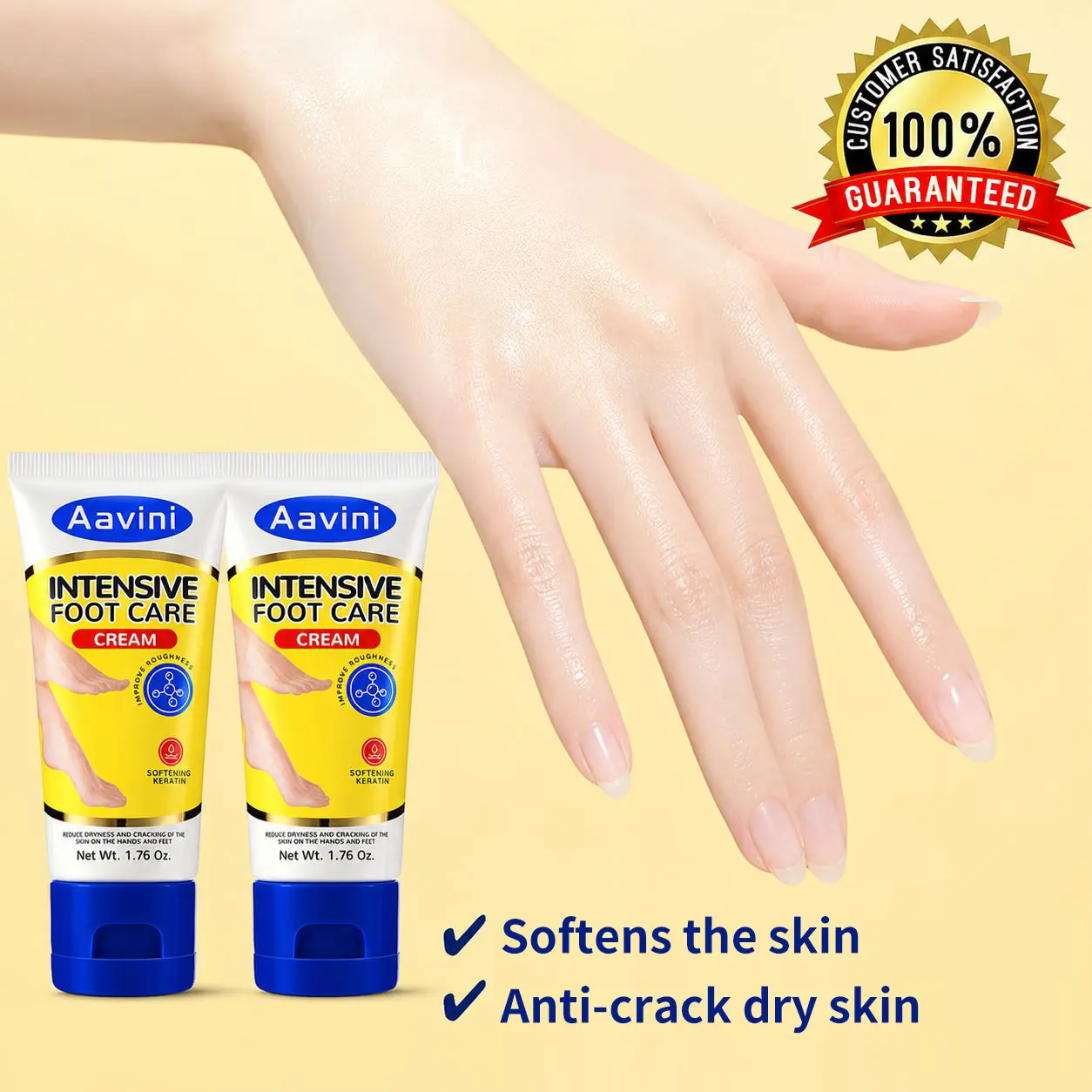 Aavini Dry Cracked Feet Repair Ultra-Hydrating Hand and Foot Cream Hard Skin Moisturizer, 1.76 oz. urea cream for feet Moisture Hydrate