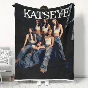 Katseye Girl Group Member Designs Blanket, Lightweight Flannel Throw Blanket – Soft Cozy Car Print Blankets for Couch, Bed, Kids, Adults, Dogs & Cats, Gift for Kpop Fans, Teens Girls Women Dream Academy Style