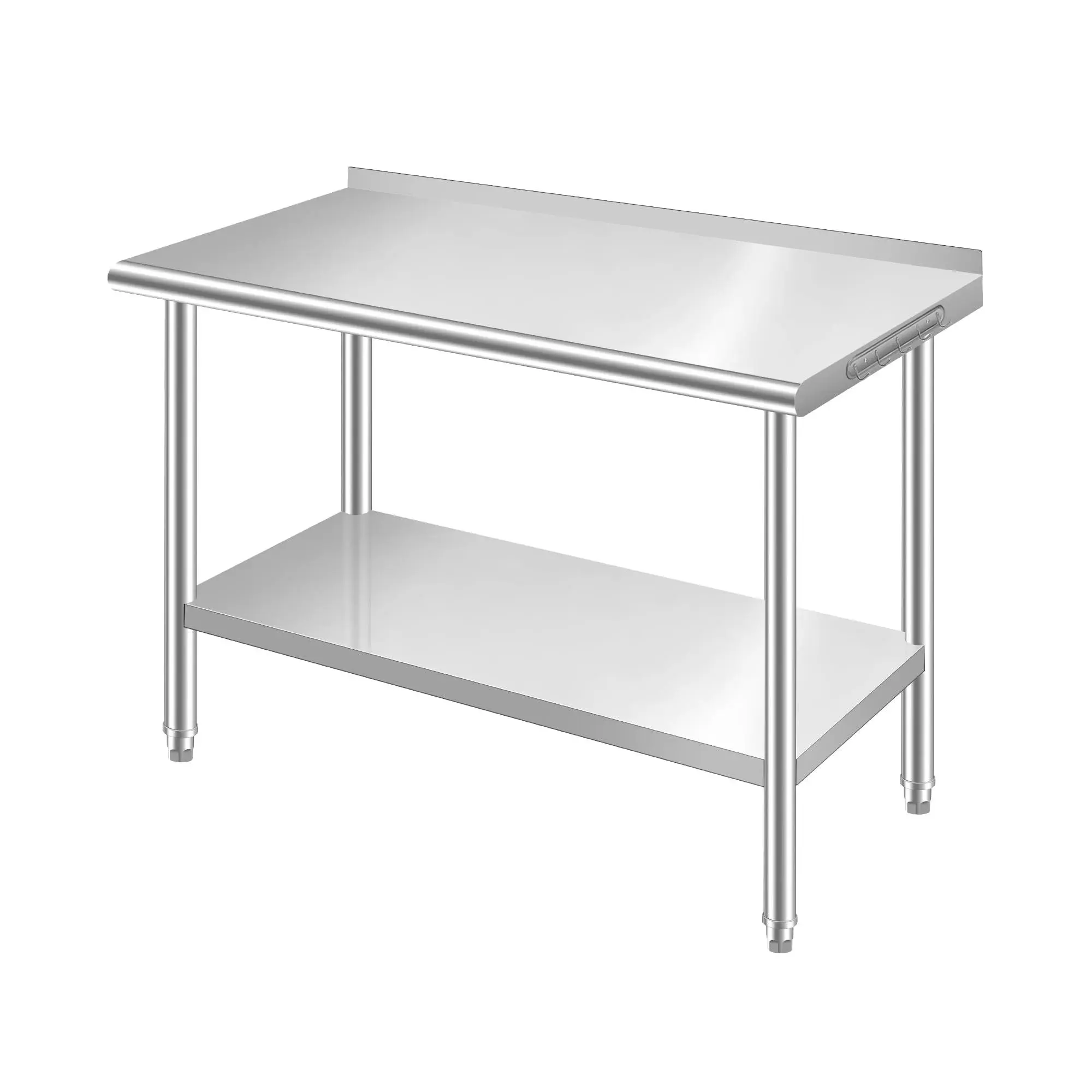 Stainless Steel Work Table with Backsplash, 24 x 48 Inch Prep Table