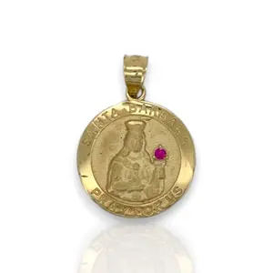Saint Barbara Medallion Pendant - 14K Yellow Gold