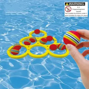 Pool Throw Toy Set (1 Throwing Ring + 10 Balls), Durable Floating Fun Water Game, Ideal for Family Summer Gatherings & Holiday Gifts, Water Swimming Pool Game Water Sports Game, Pool Floats