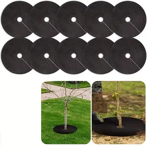 10-Piece Set 16.5 Inch Non-Woven Tree Cover Rings, Round Fabric Plant Protection Mat, Breathable Moisture Retention, Weed Control