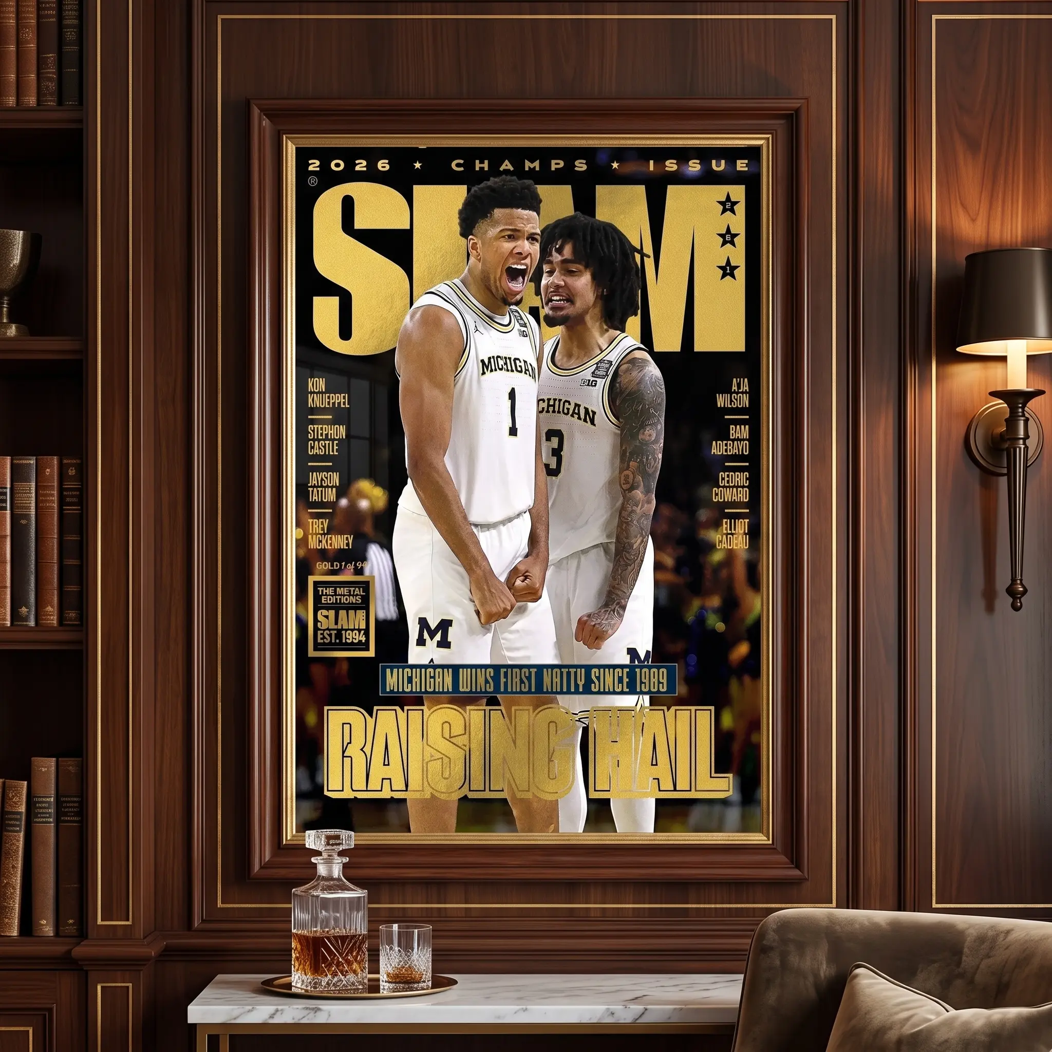 Michigan Wolverines 2026 Basketball Champions Slam Magazine Cover RP Poster