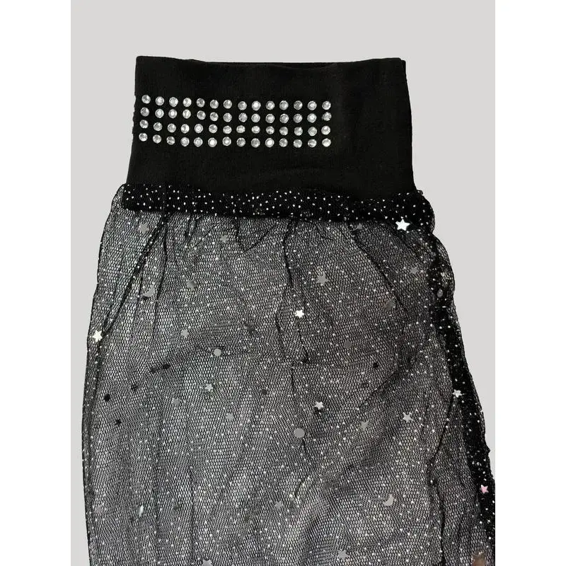 Women's Rhinestone Mesh Sleeve Top, Casual Fitted Blouse with Sparkling Details, Stylish Fashion Tee Fabric Light Women's Rhinestone Mesh Sleeve Top, Casual Fitted Blouse with Sparkling Details, Stylish Fashion Tee Fabric Light