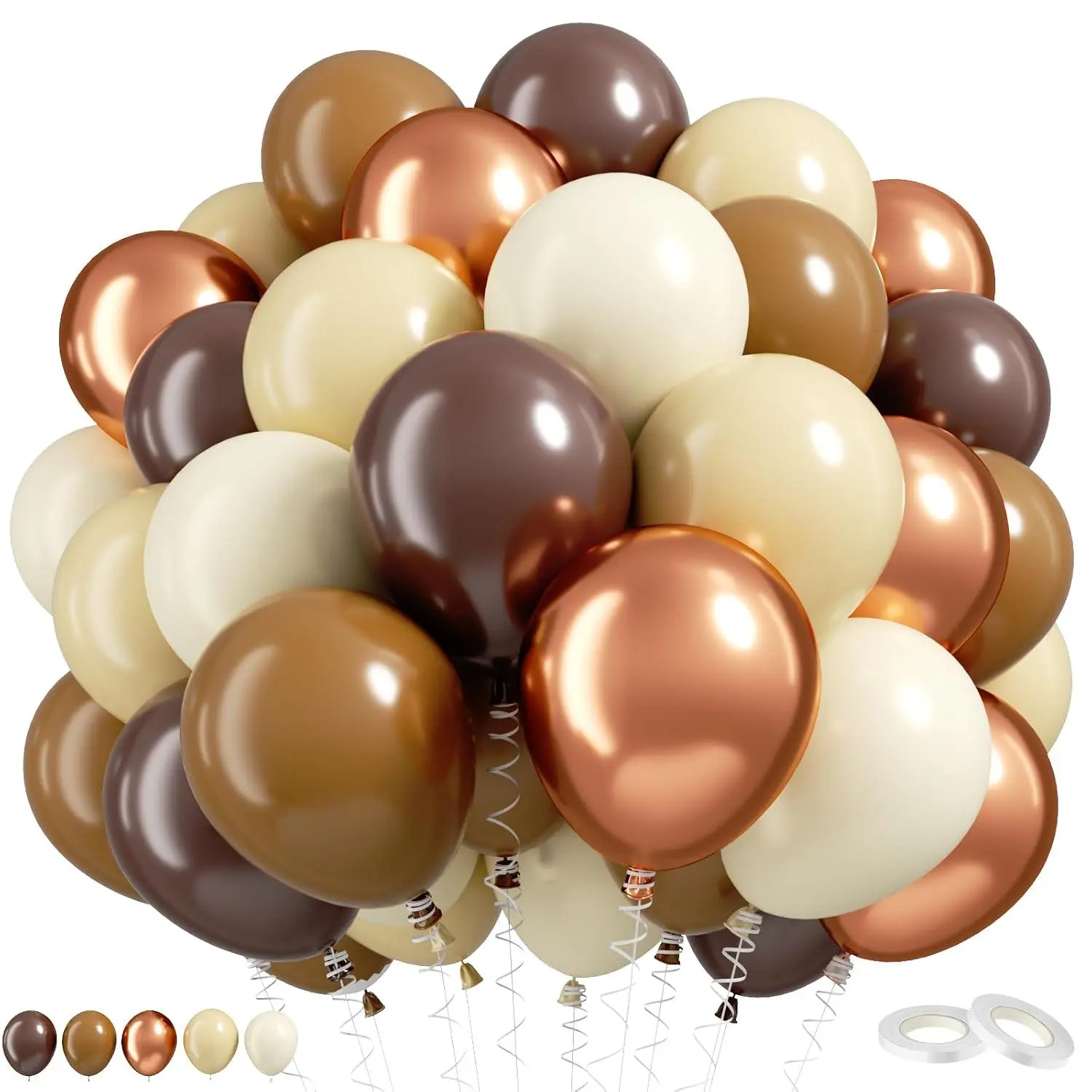 Brown Balloons, 60 Pcs 12 Inch Dark Brown Coffee Tan Nude Sand White Latex Balloons For Western Cowboy Neutral Party Decorations