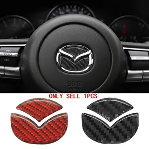 OEM Fit Red And Black Carbon Fiber Steering Wheel Emblem Cover For Mazda 3 Axela Atenza CX4 CX5 CX8 No Damage Installation Premium Interior Parts Dual Color Options