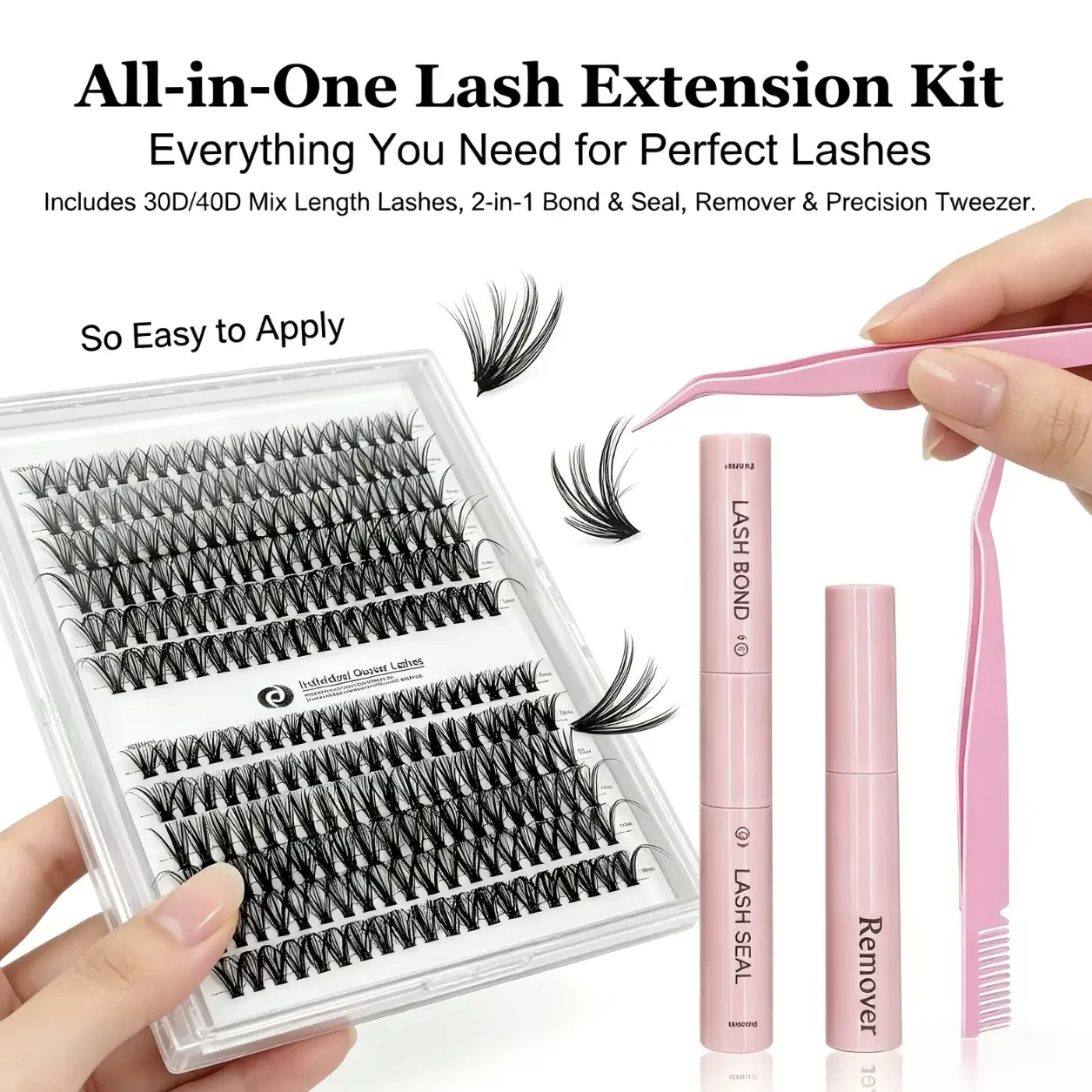 1 BOX 240PCS Eyelash cluster, natural single eyelash, thin eyelash grafting, 9-16mm, DIY eyelash grafting kit, eyelash and sealed waterproof eyelash curler, thick false eyelash set, cosmetics, beauty makeup