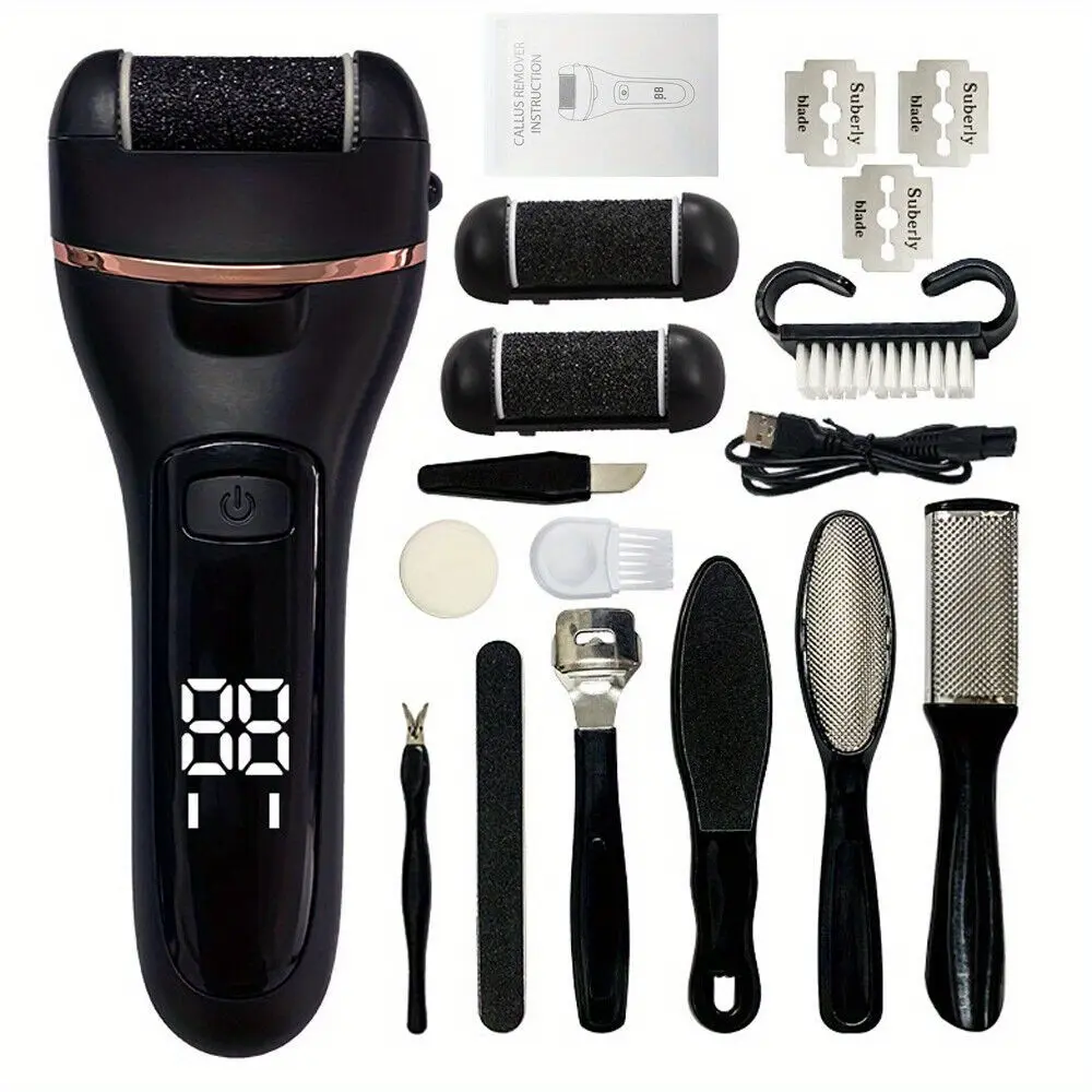 Electric Rechargeable Foot File Grinder, Effective Callus Dead Skin Remover Pedicure Tool Kit, Portable Household Foot Care Appliance for Removing Rough Heel Skin, Rechargeable Beauty Foot Grooming Device for Personal Daily Foot Maintenance