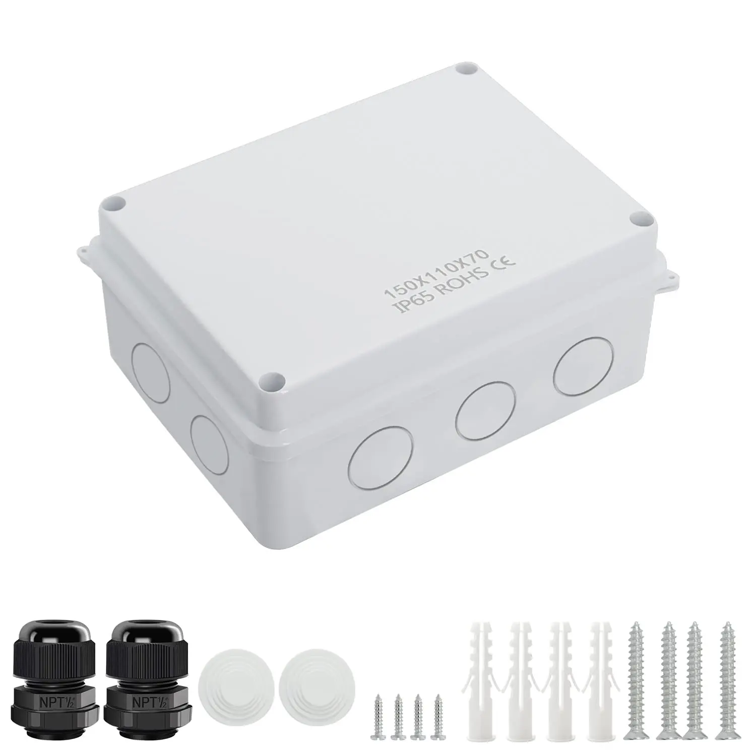 Junction Box, Electrical Box IP65 Water Resistant  ABS Plastic Project Enclosure for Electronics White, External Size 5.9 x 4.3 x 2.8 inch