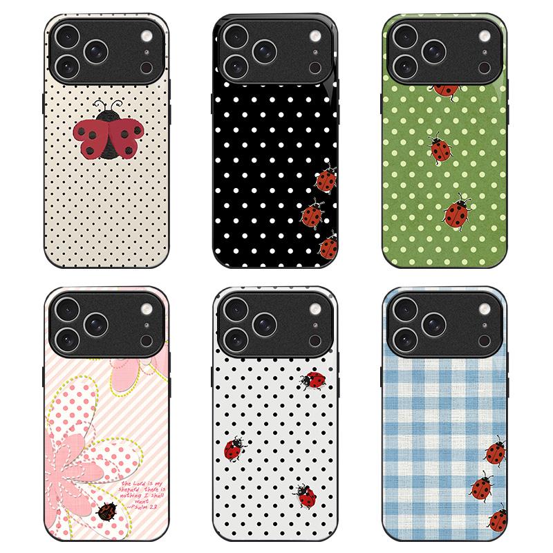 8 Vers Ladybug Polka Dots Tough Phone Case, Cutest Design Case For Her iPhone 11, 12, 13, 14, 15, 16 17 and Samsung S25 S24 S23 S22 S21 creative design phone case-952