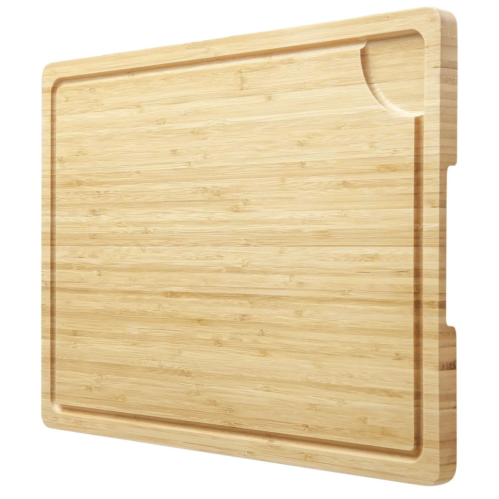 20x14 in Durable Bamboo Kitchenware Cutting Board - Rectangle, Natural Grain, Reversible, Juice Groove, Handles, Butcher Block, Food Carving Board, Cheese Serving Tray, Durable Cutting Boards