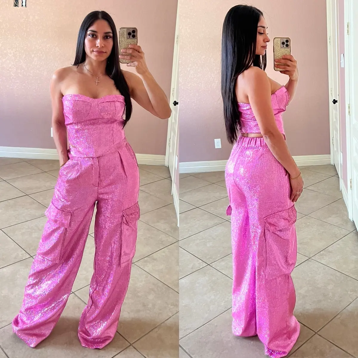 Amanda Sequin Cargo pant set